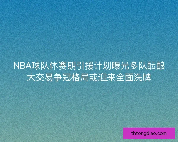 NBA球队休赛期引援计划曝光多队酝酿大交易争冠格局或迎来全面洗牌